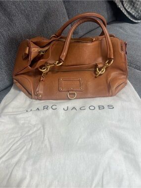 Marc Jacobs Tan Leather Satchel Tote with Gold Hardware